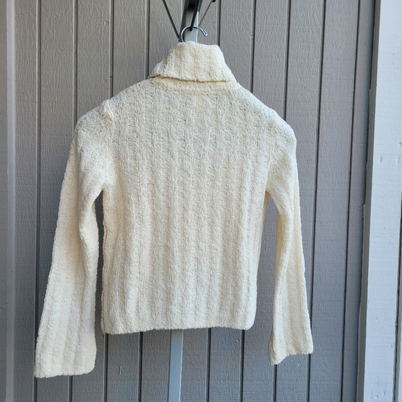 Cropped Side-Button Cream Sweater NWOT | Women's Small Turtleneck Loose Knit - Picture 8 of 16